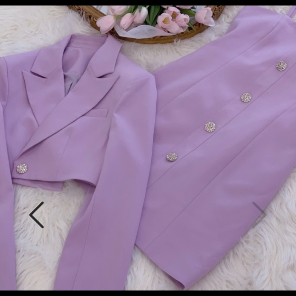 Purple Dress and Blazer set - Picture 4 of 9